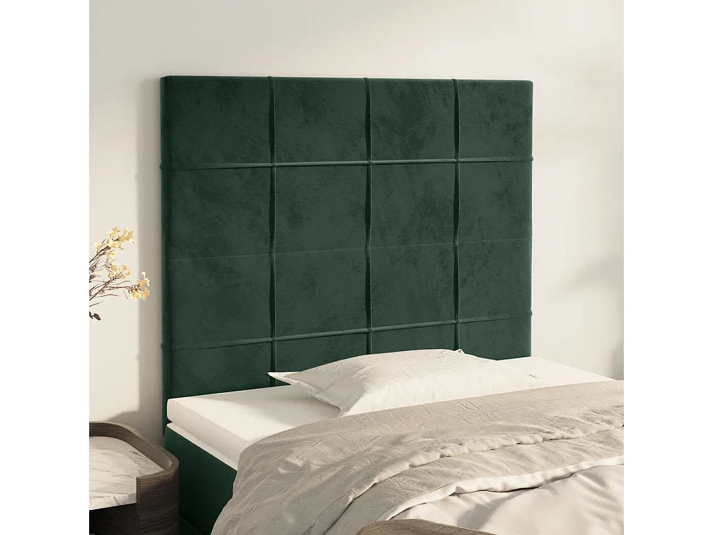 Têtes de lit 2 pcs Vert foncé 100x5x78/88 cm Velours