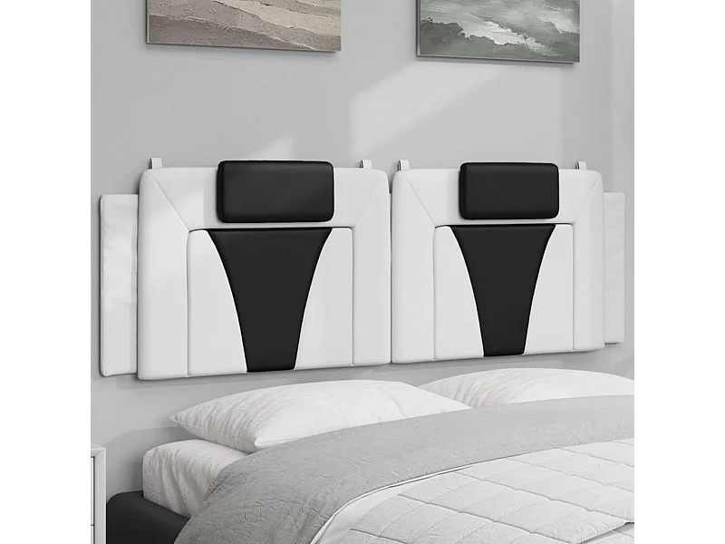 Coussin de tête de lit blanc et noir 160 cm similicuir