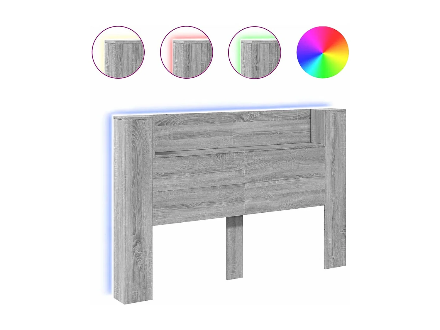 Armoire tête de lit avec LED sonoma gris 160x16,5x103,5 cm