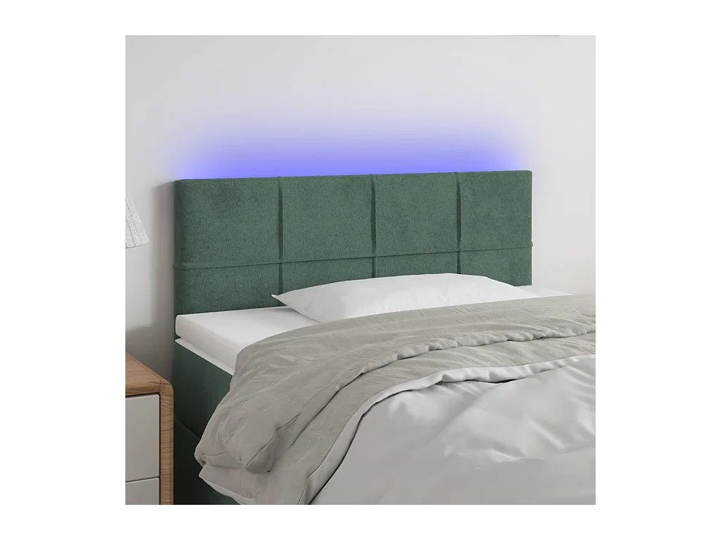 Testiera a LED Verde Scuro 100x5x78/88 cm in Velluto