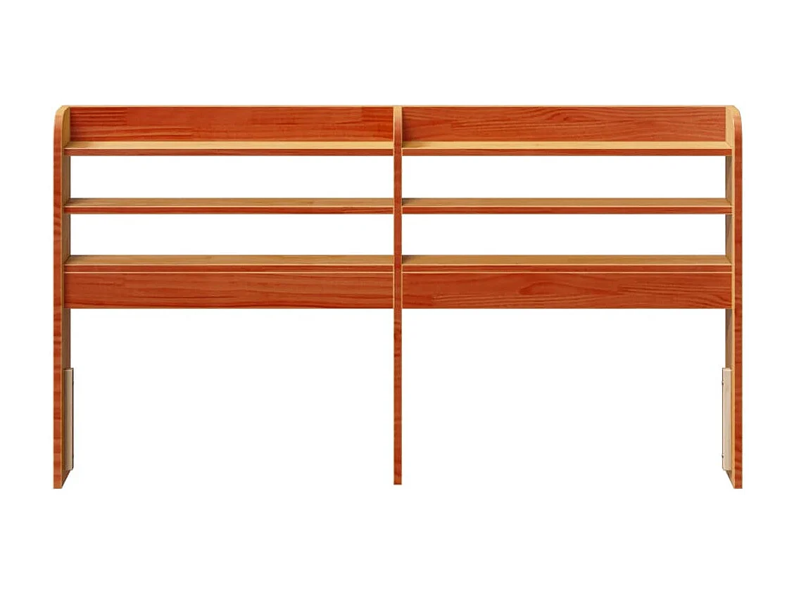 Testiera con Ripiani Marrone Cera 140 cm Legno Massello di Pino