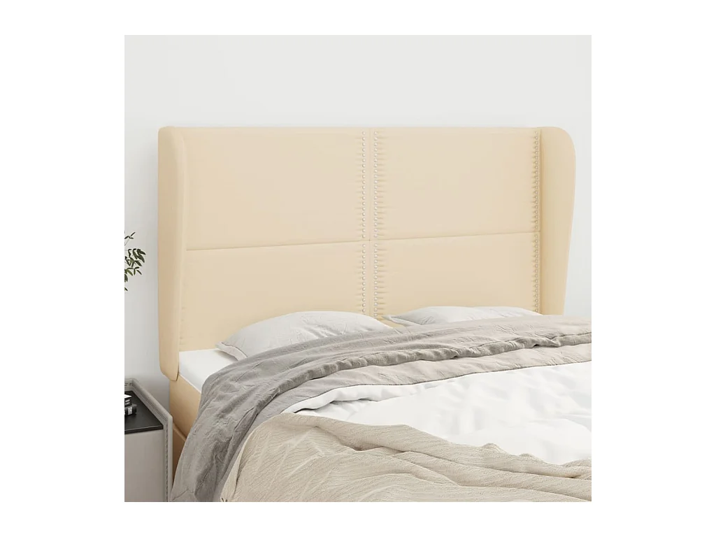 Kopfteil mit Ohren Creme 147x23x118/128 cm Stoff