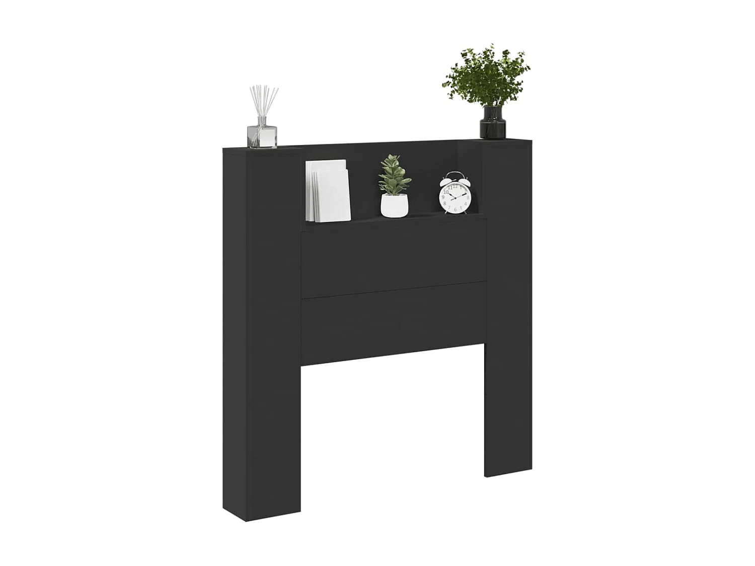 LED-Kopfteil mit Ablagen Schwarz 100x16,5x103,5 cm