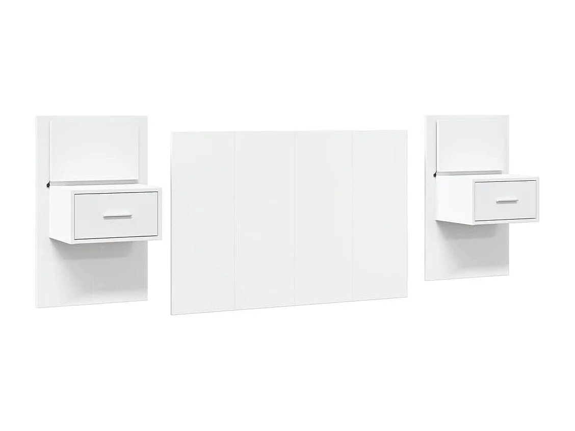 Testiera per Letto con Comodini Bianca 120cm Legno Multistrato