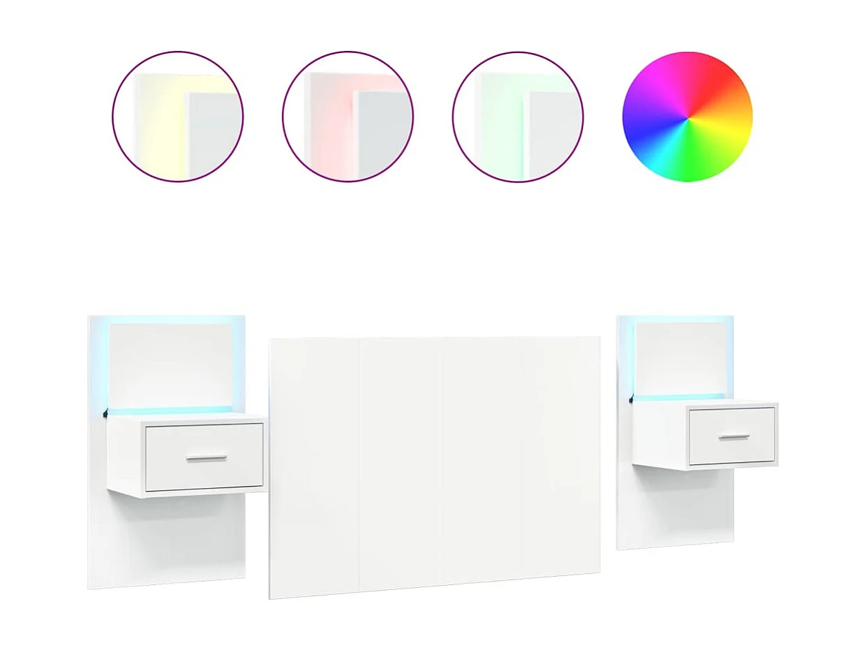 Testiera per Letto con Comodini Bianca 120cm Legno Multistrato