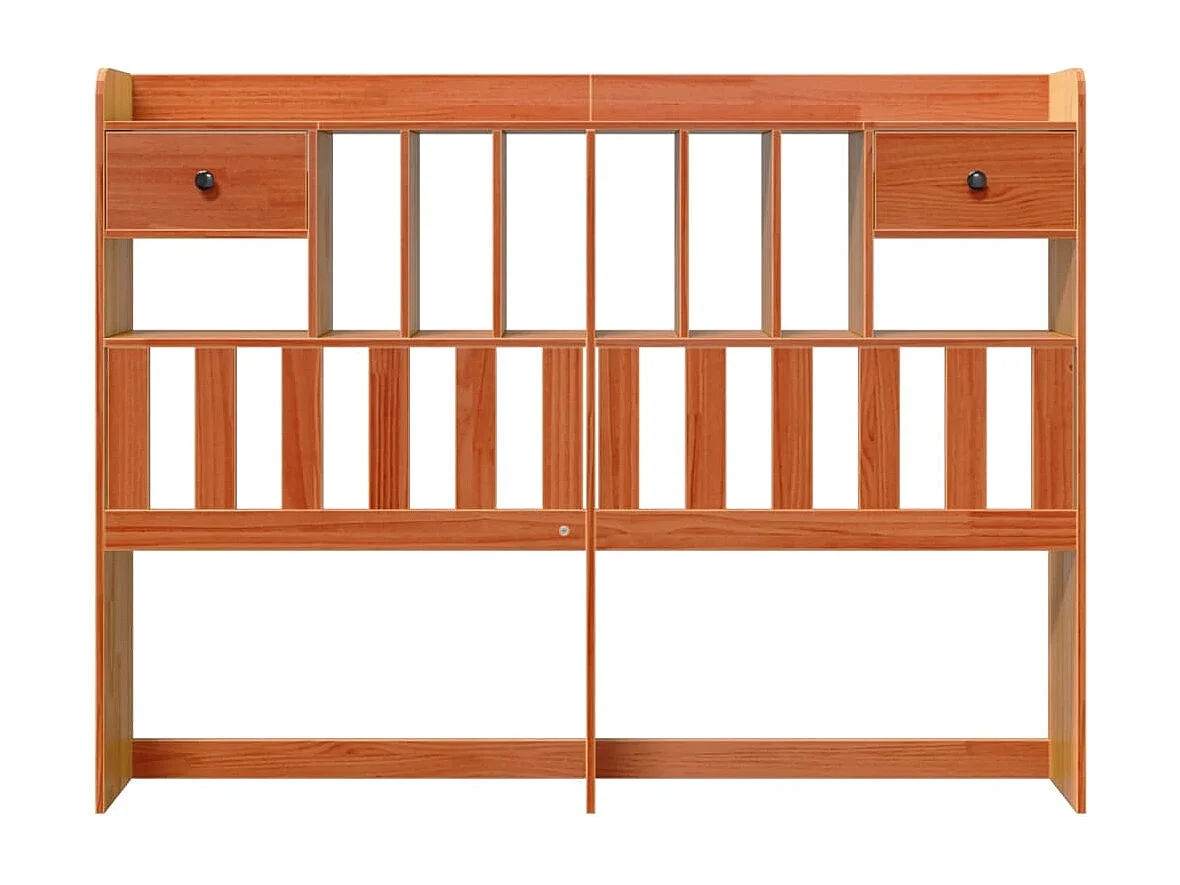 Tête de lit avec rangement cire marron 140cm bois massif de pin