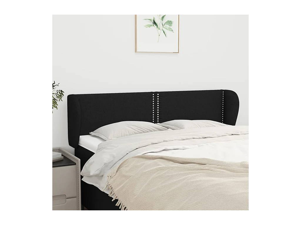 Kopfteil mit Ohren Schwarz 147x23x78/88 cm Stoff