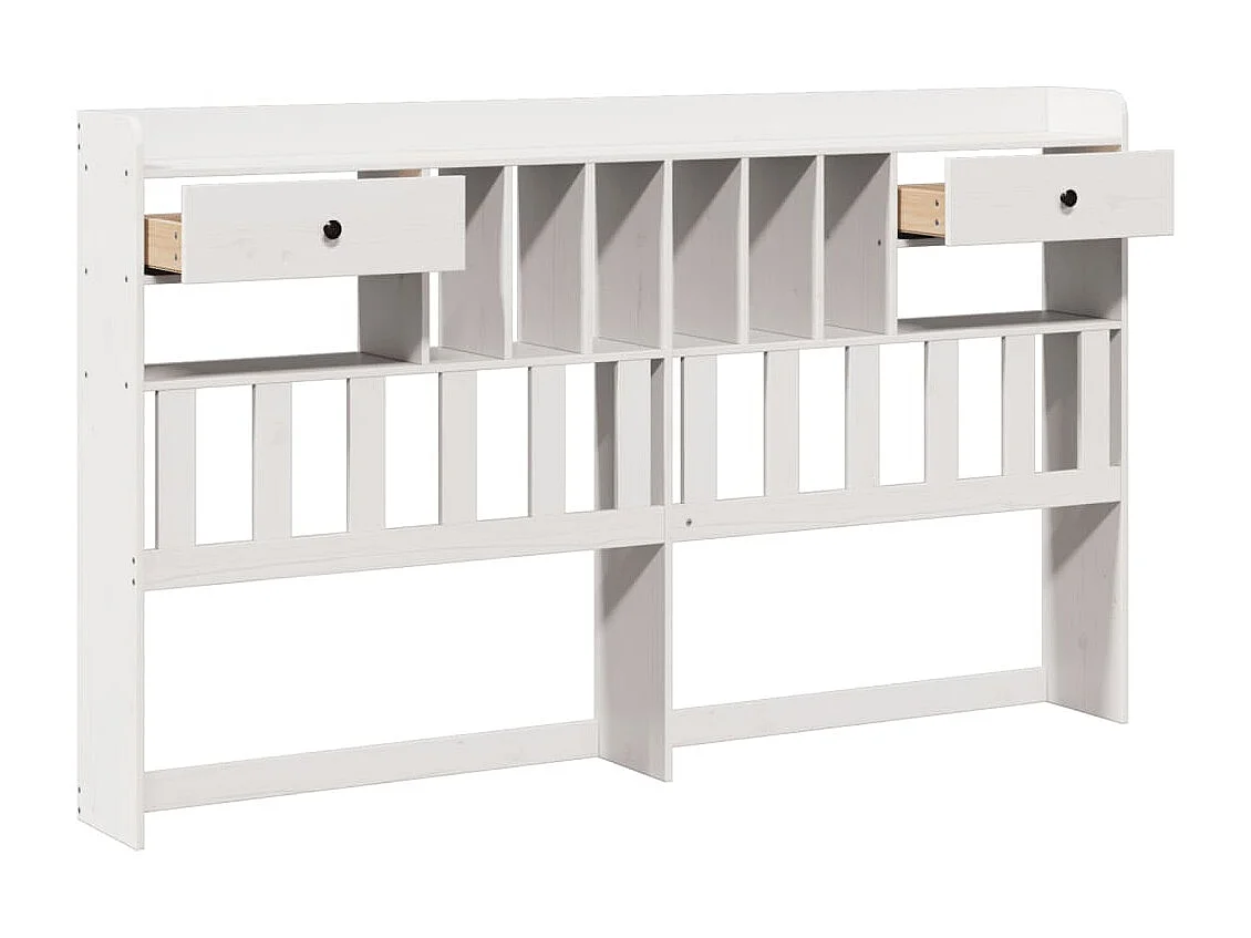 Tête de lit avec rangement blanc 180 cm bois massif de pin