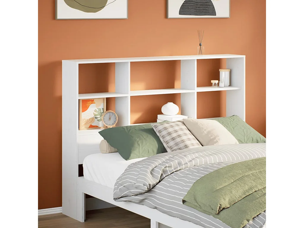 Cabecero de cama almacenaje madera maciza pino blanco 160 cm