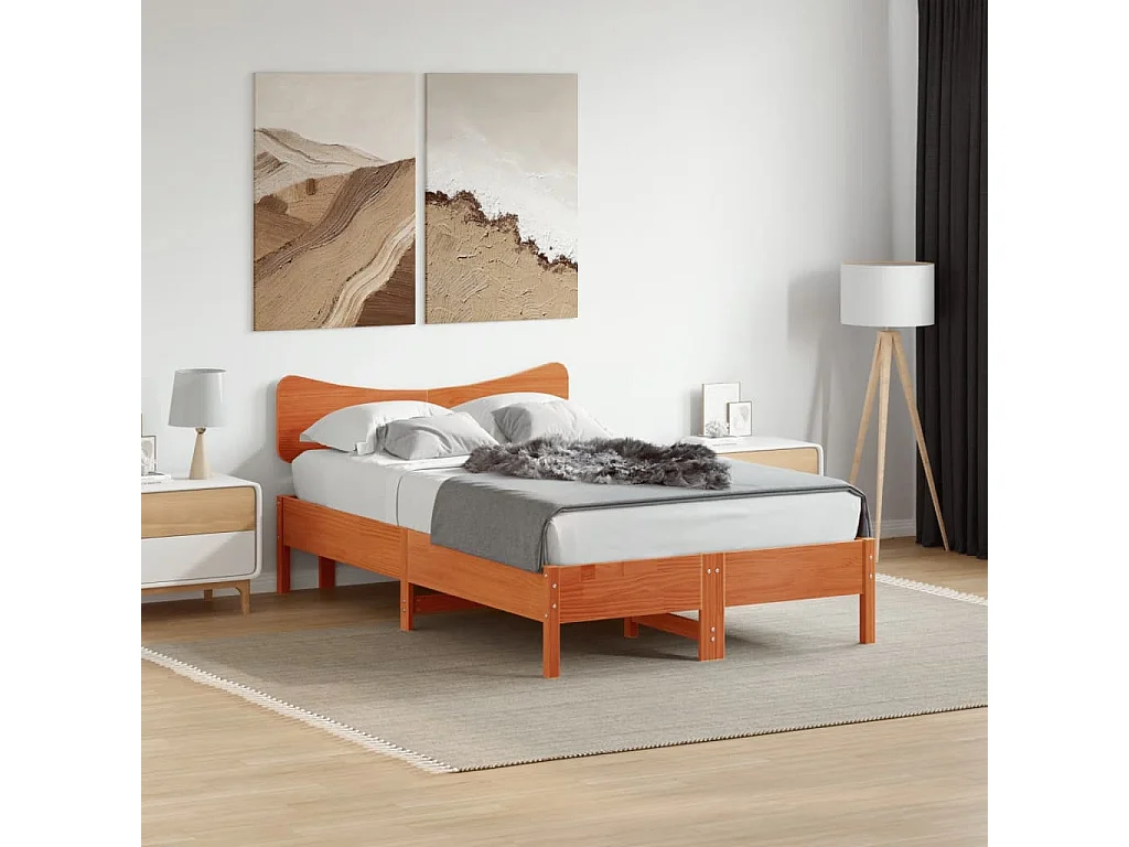 Tête de lit cire marron 120 cm bois massif de pin