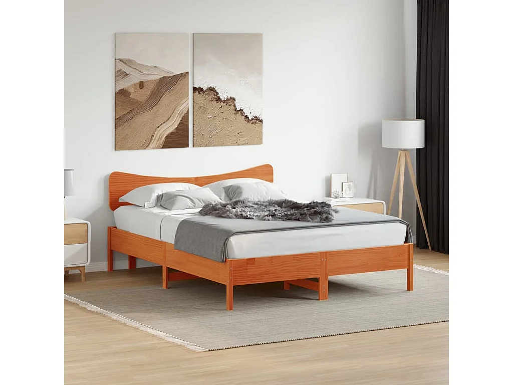 Tête de lit cire marron 150 cm bois massif de pin