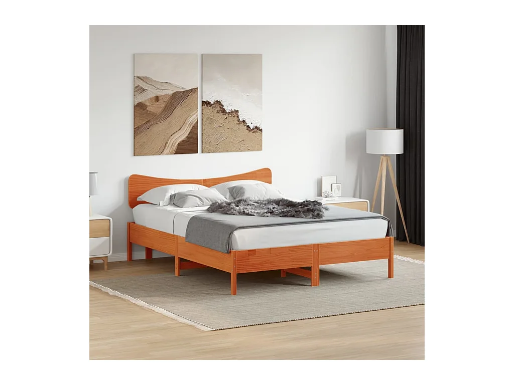 Kopfteil Wachsbraun 150 cm Massivholz Kiefer