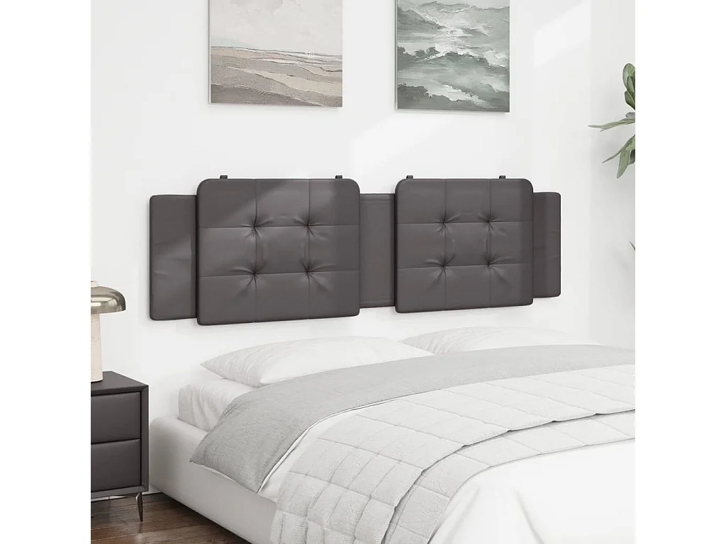 Coussin de tête de lit gris 180 cm similicuir