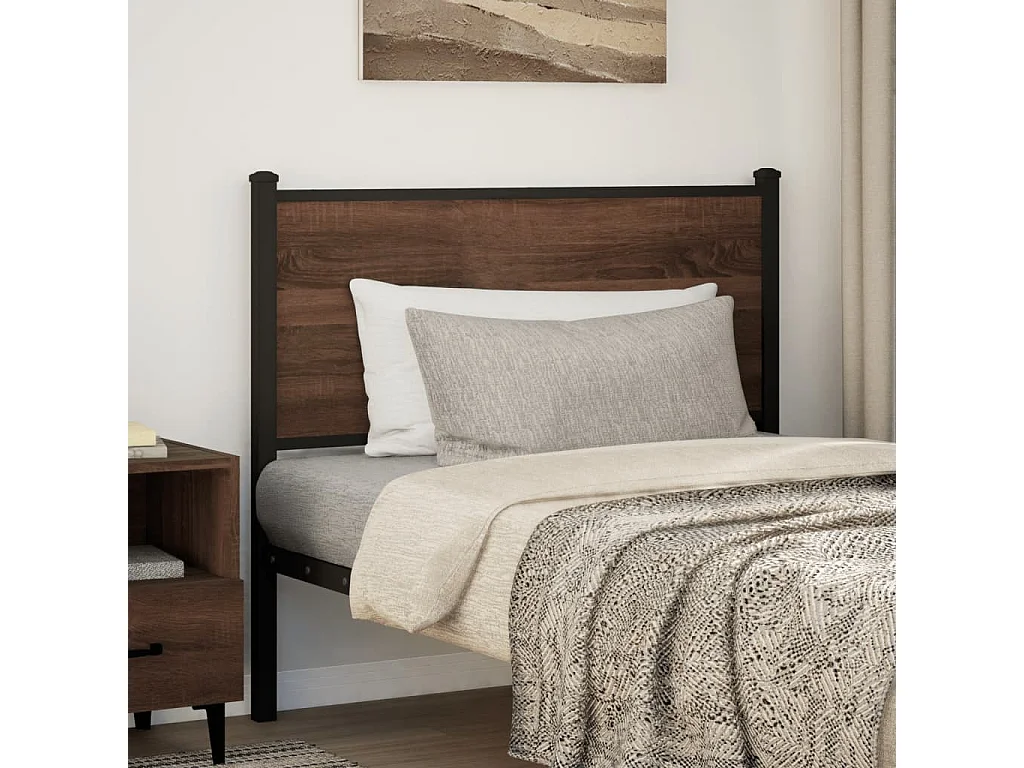 Testiera Rovere Marrone 107 cm in Legno Multistrato e Acciaio