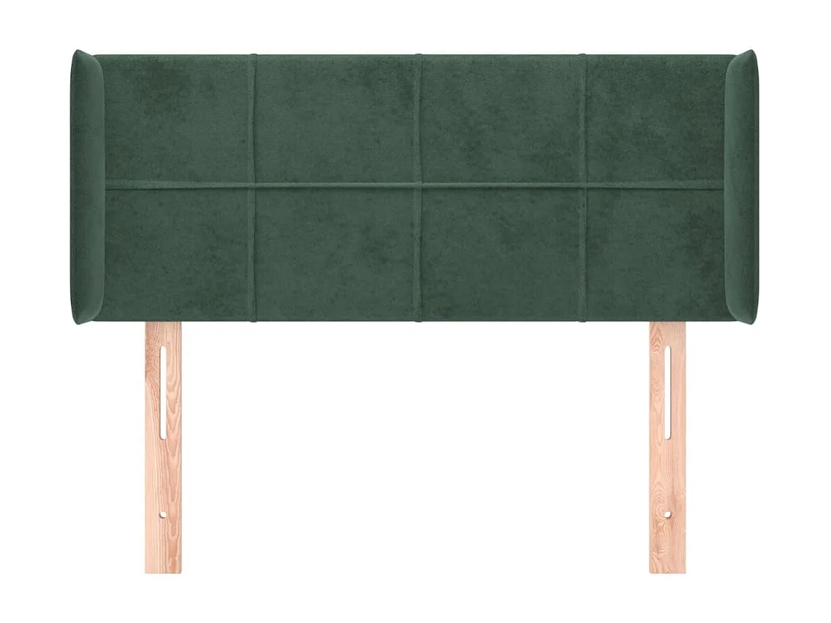 Cabeceira de cama c/ abas veludo 103x16x78/88cm verde-escuro