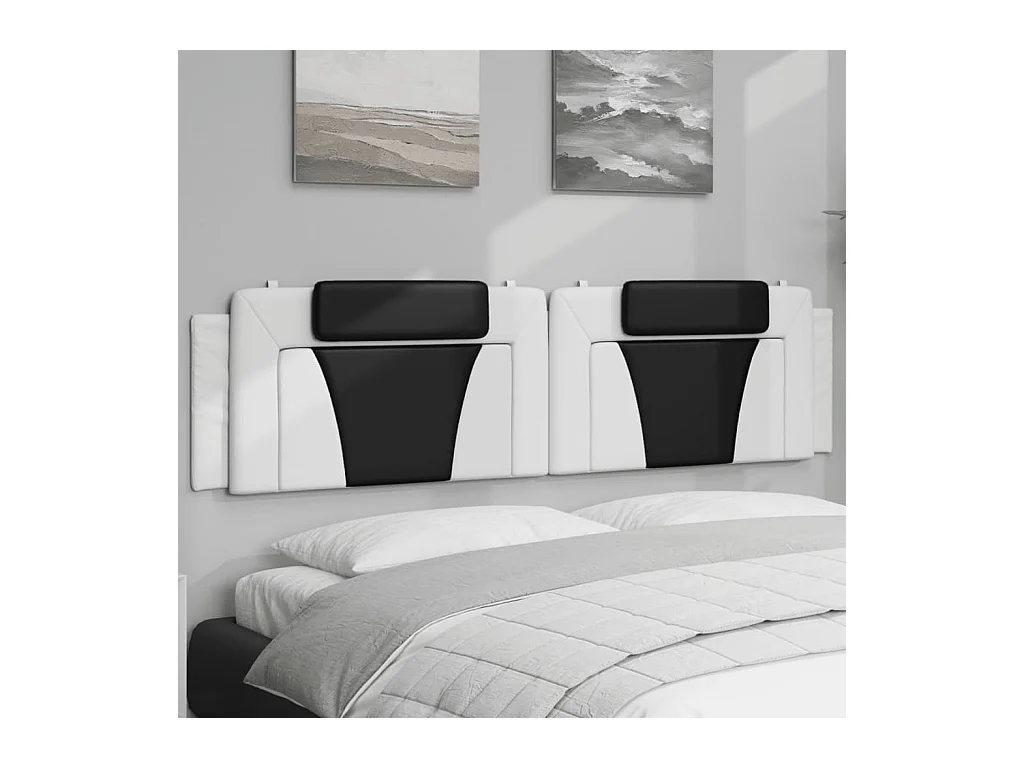 Cuscino Testiera Nero e Bianco 200 cm in Similpelle