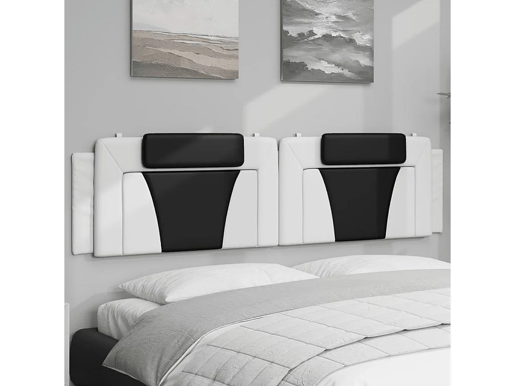Coussin de tête de lit noir et blanc 200 cm similicuir