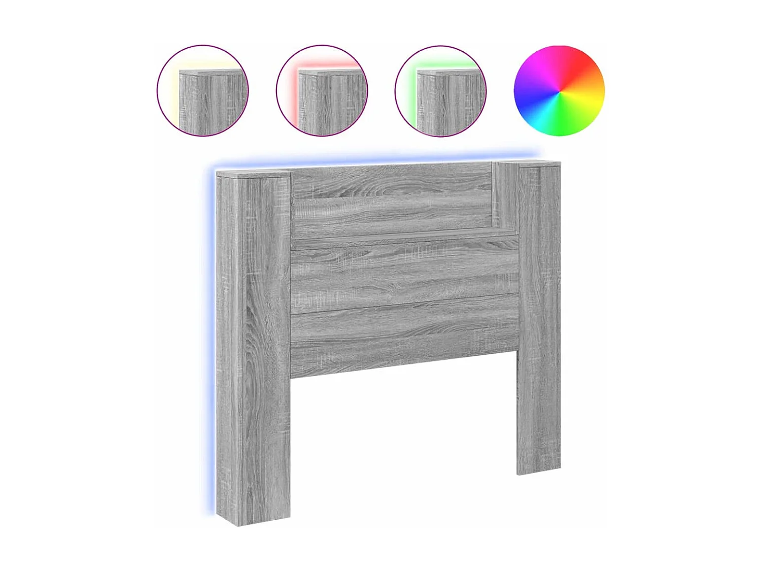 Armoire tête de lit avec LED sonoma gris 120x16,5x103,5 cm