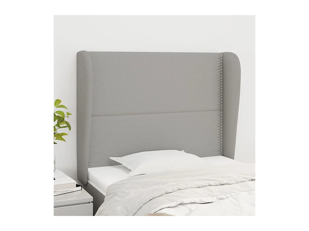 Tête de lit avec oreilles Gris clair 83x23x118/128 cm Tissu