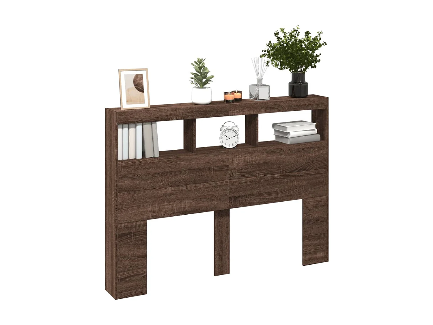 Armoire tête de lit avec LED chêne marron 140x17x102 cm