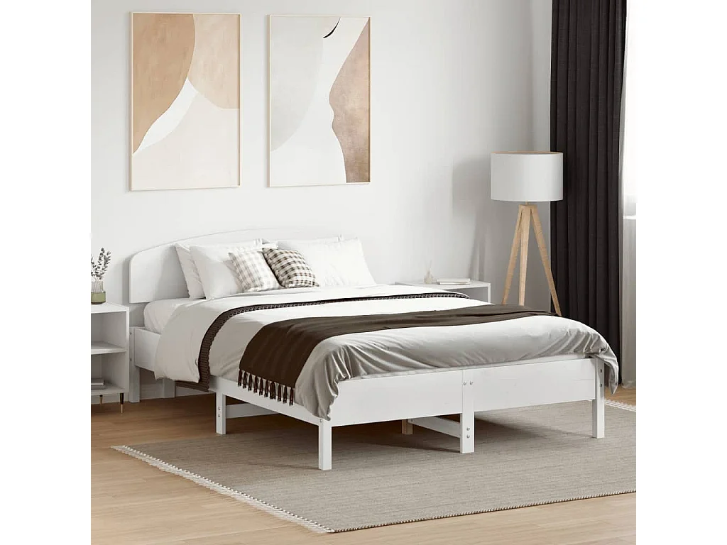 Tête de lit blanc 135 cm bois massif de pin