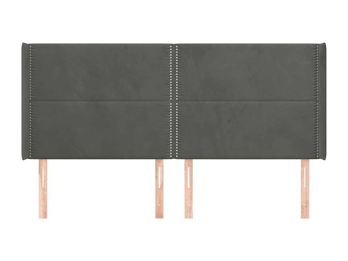 Tête de lit avec oreilles Gris foncé 163x16x118/128 cm Velours