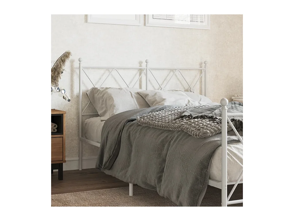 Tête de lit métal blanc 120 cm