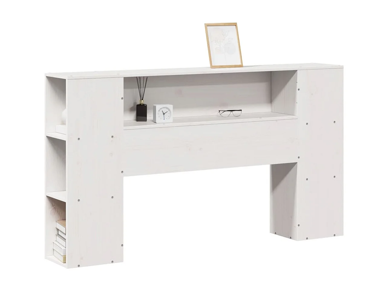 Kopfteil mit Stauraum Weiß 135 cm Massivholz Kiefer