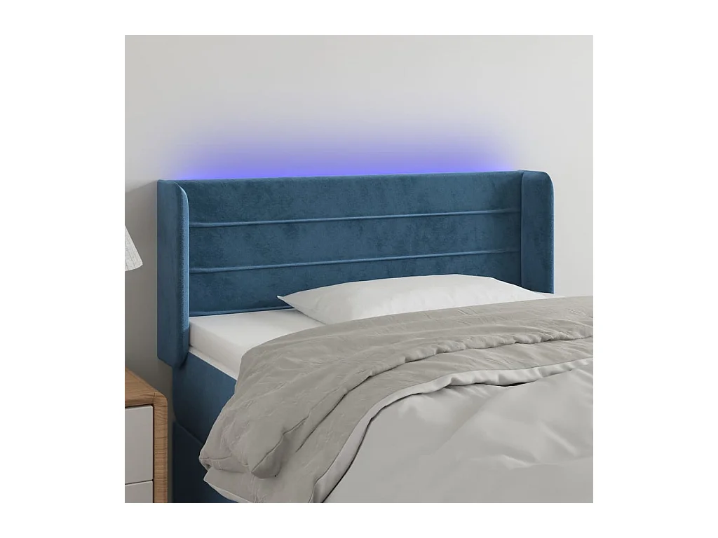 Hoofdbord LED 103x16x78/88 cm fluweel donkerblauw