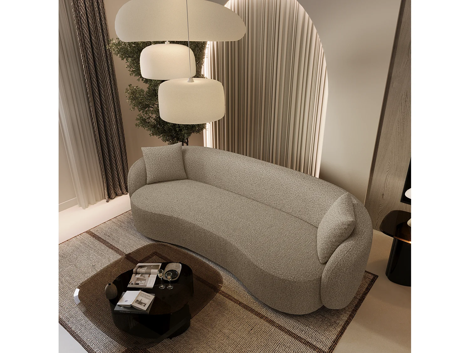 Canapé 3 places CELINE en tissu bouclette beige