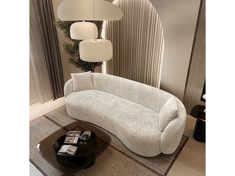 Canapé 3 places velours gaufré crème 210cm CELINE