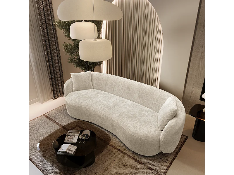 Canapé 3 places velours gaufré crème 210cm CELINE