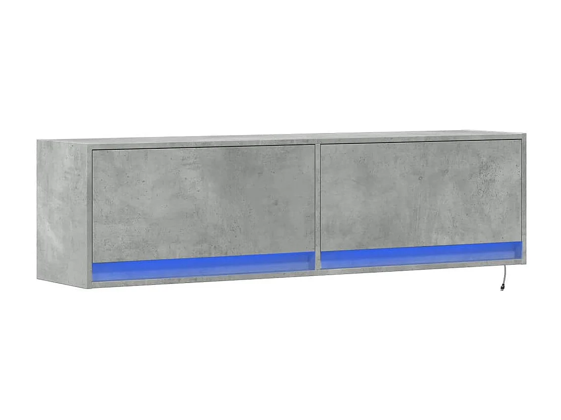 Mueble de pared TV con luces LED gris hormigón 140x31x38 cm