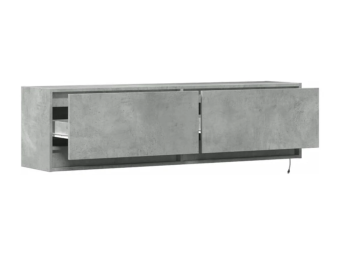 Mueble de pared TV con luces LED gris hormigón 140x31x38 cm
