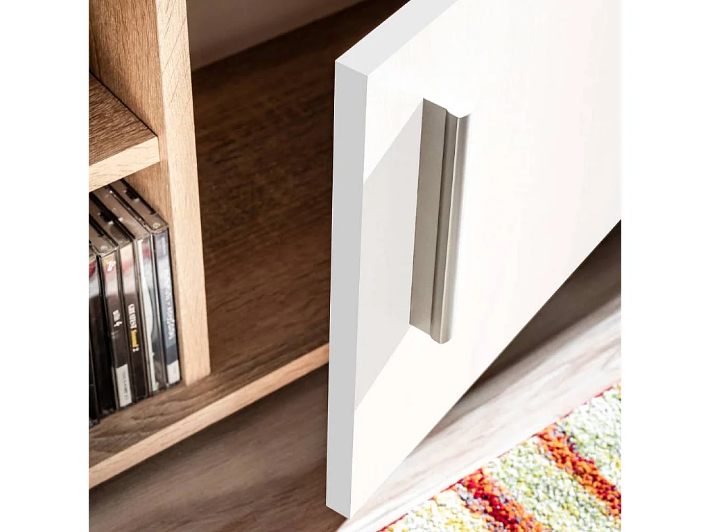 Tv-wandmeubel met LED-verlichting Sonoma eiken en wit