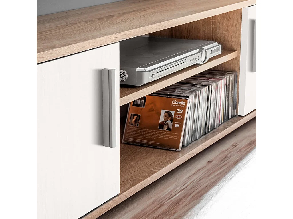 Tv-wandmeubel met LED-verlichting Sonoma eiken en wit