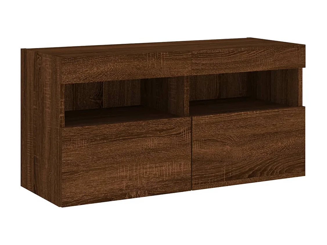 TV-Wandschrank mit LED-Leuchten Braun Eichen-Optik 80x30x40 cm