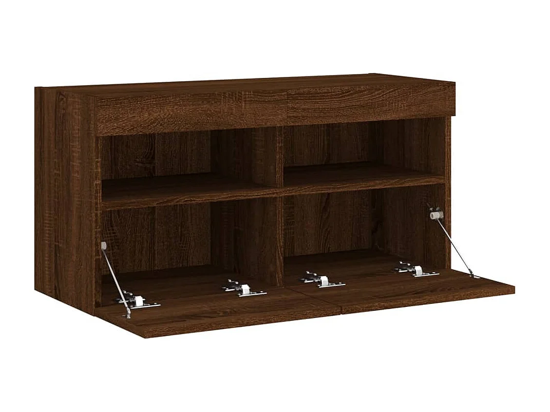 TV-Wandschrank mit LED-Leuchten Braun Eichen-Optik 80x30x40 cm