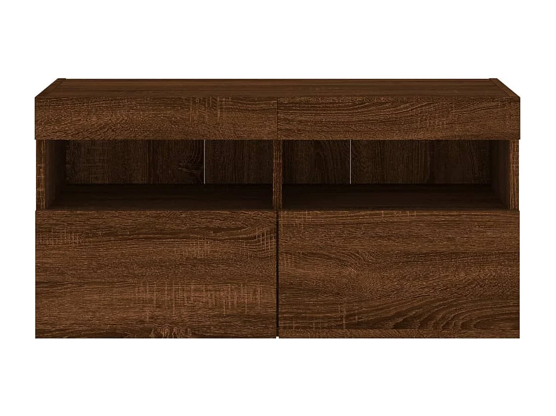 TV-Wandschrank mit LED-Leuchten Braun Eichen-Optik 80x30x40 cm