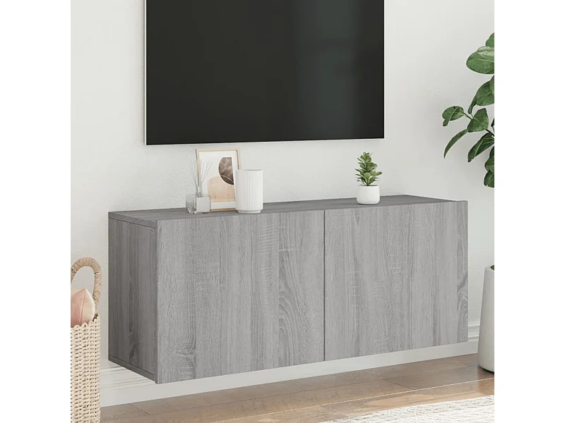 Meuble TV mural sonoma gris 100x30x41 cm