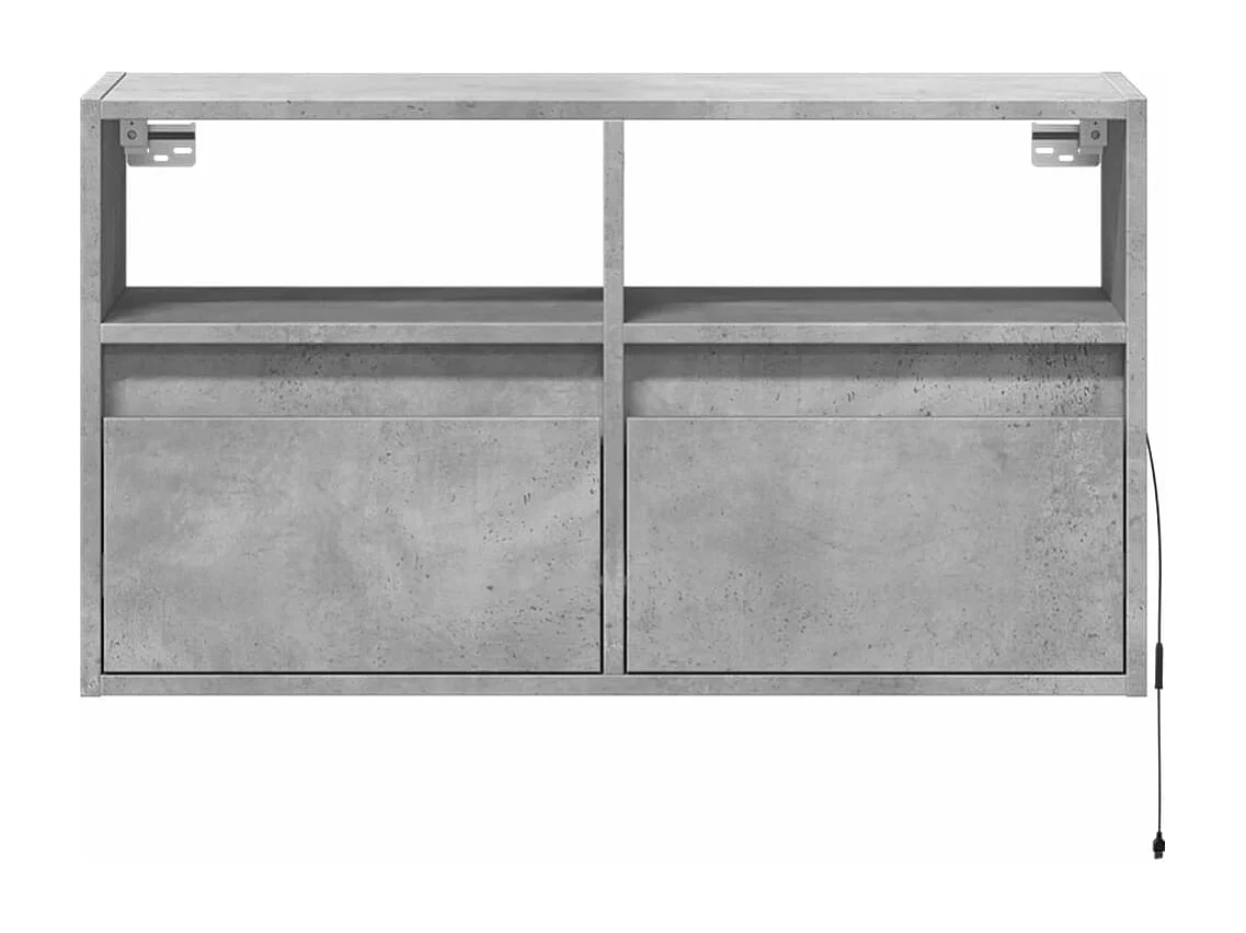 Mueble de TV de pared con luces LED gris hormigón 80x31x45 cm