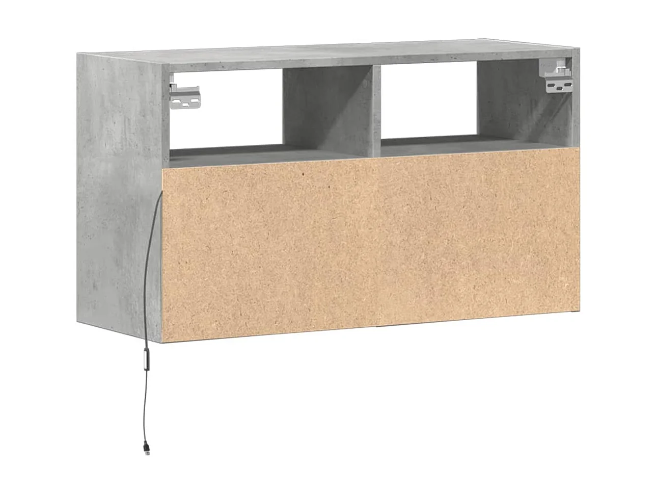 Mueble de TV de pared con luces LED gris hormigón 80x31x45 cm