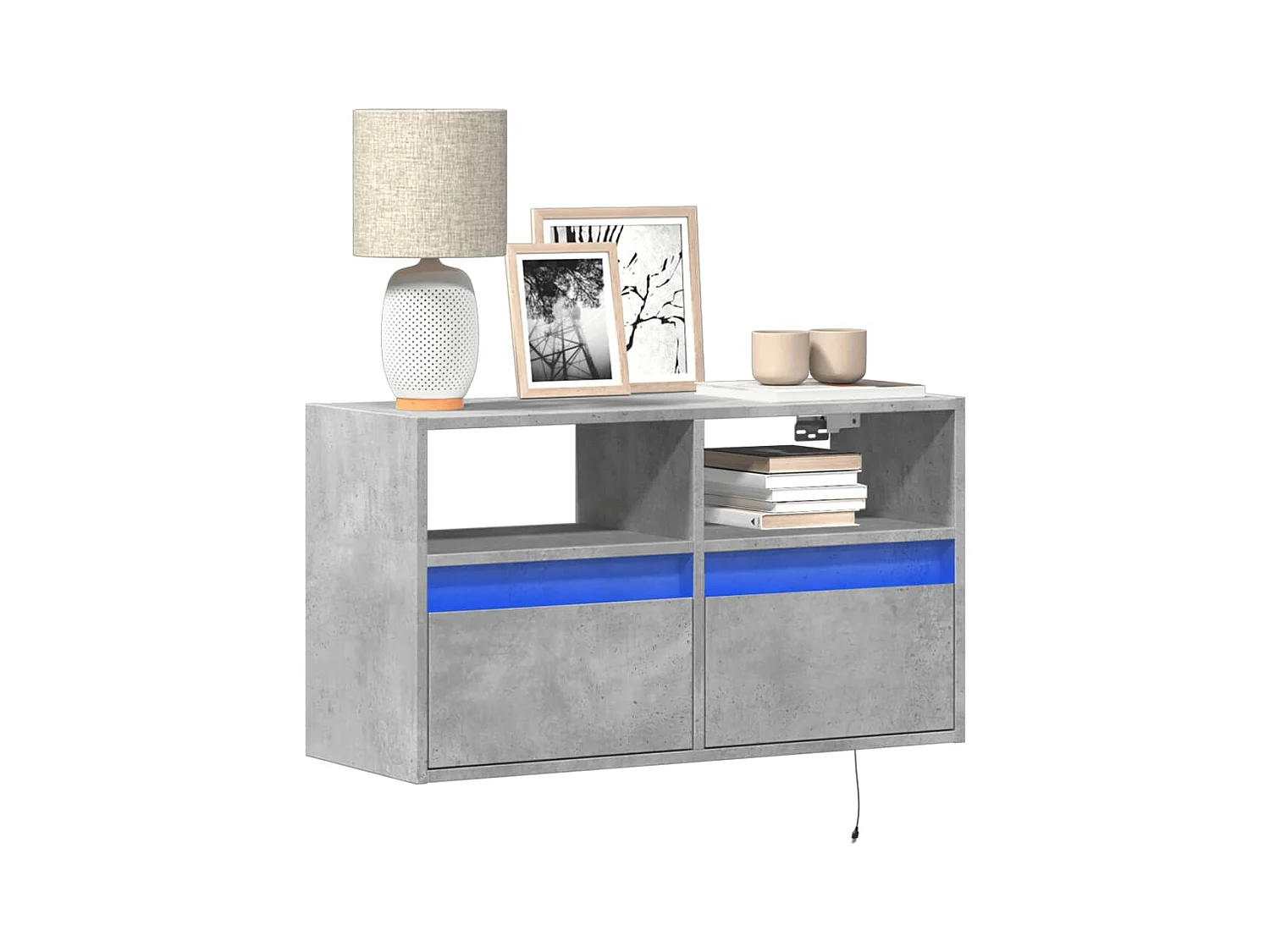 Tv-wandmeubel met LED-verlichting 80x31x45 cm betongrijs