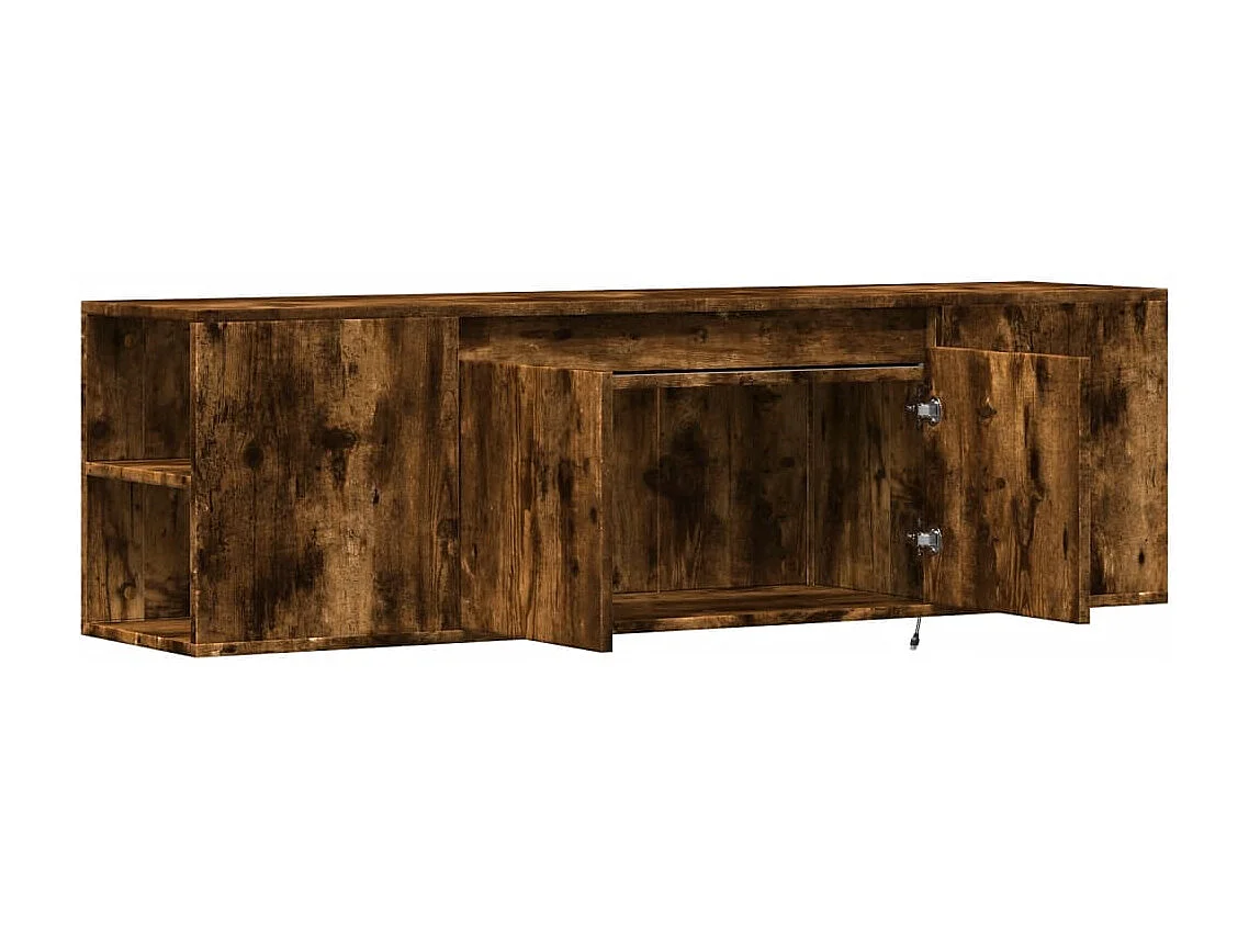 Mobile TV a Parete con Luci LED Rovere Fumo 135x31x39,5 cm