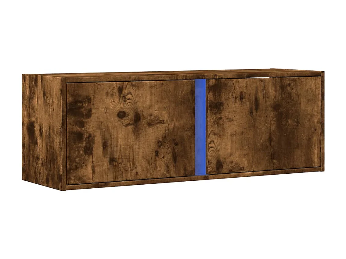 Mobile TV a Parete con Luci LED Rovere Fumo 100x31x35 cm