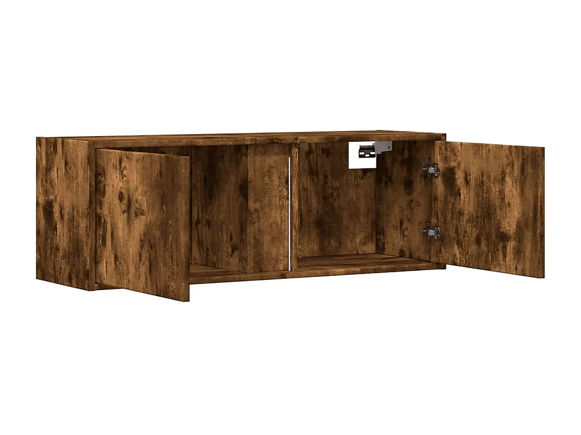 Mobile TV a Parete con Luci LED Rovere Fumo 100x31x35 cm