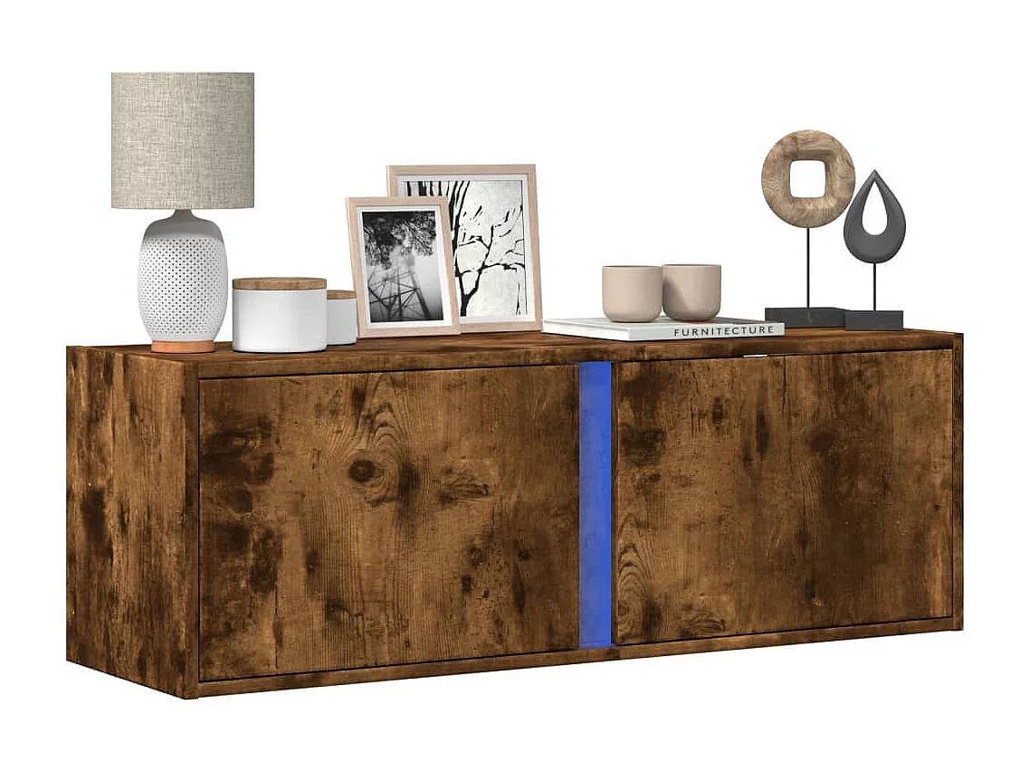 TV-Wandschrank mit LED-Beleuchtung Räuchereiche 100x31x35 cm