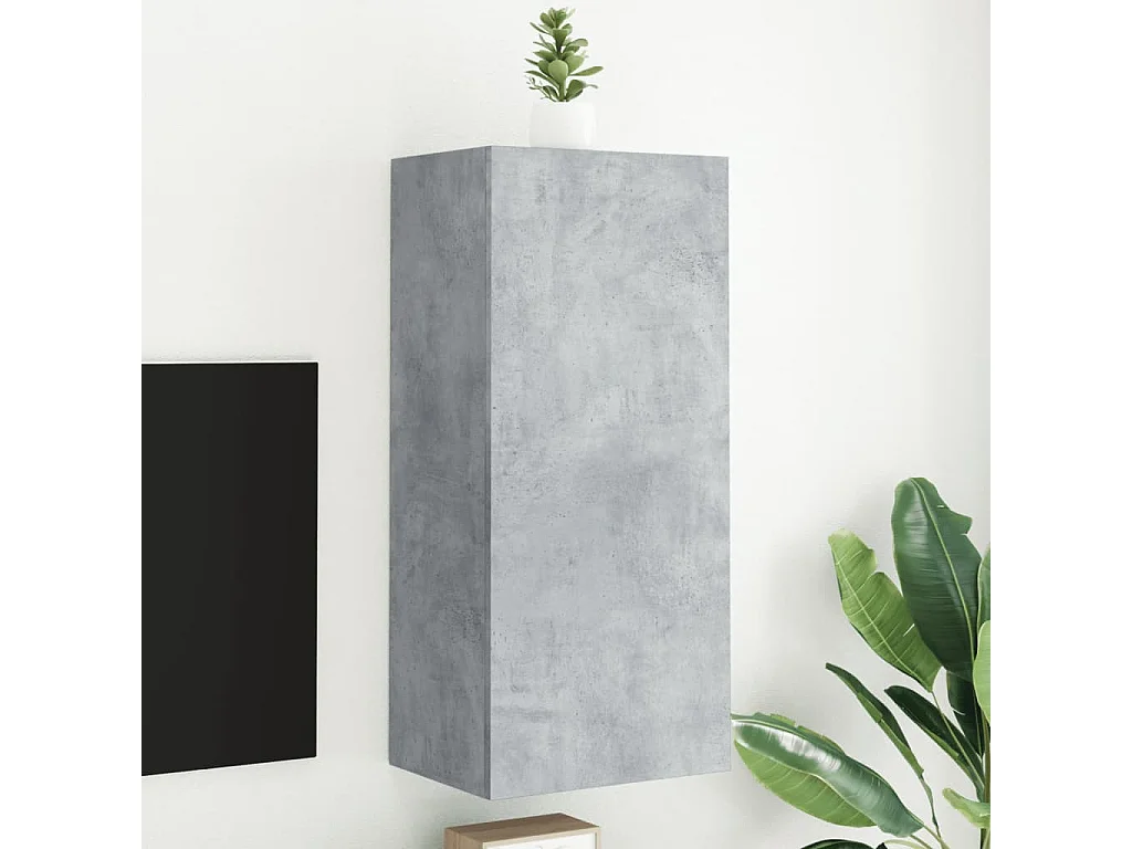 Meuble TV mural gris béton 40,5x30x90 cm bois d'ingénierie
