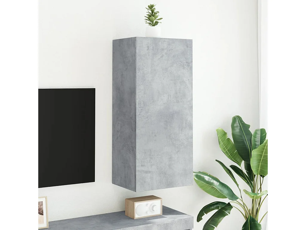 Meuble TV mural gris béton 40,5x30x90 cm bois d'ingénierie