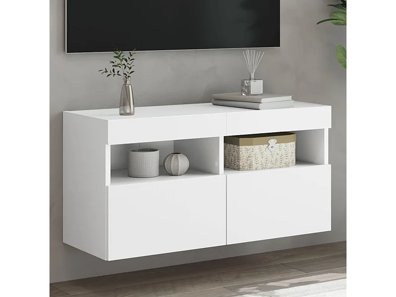 Tv-wandmeubel met LED-verlichting 80x30x40 cm wit